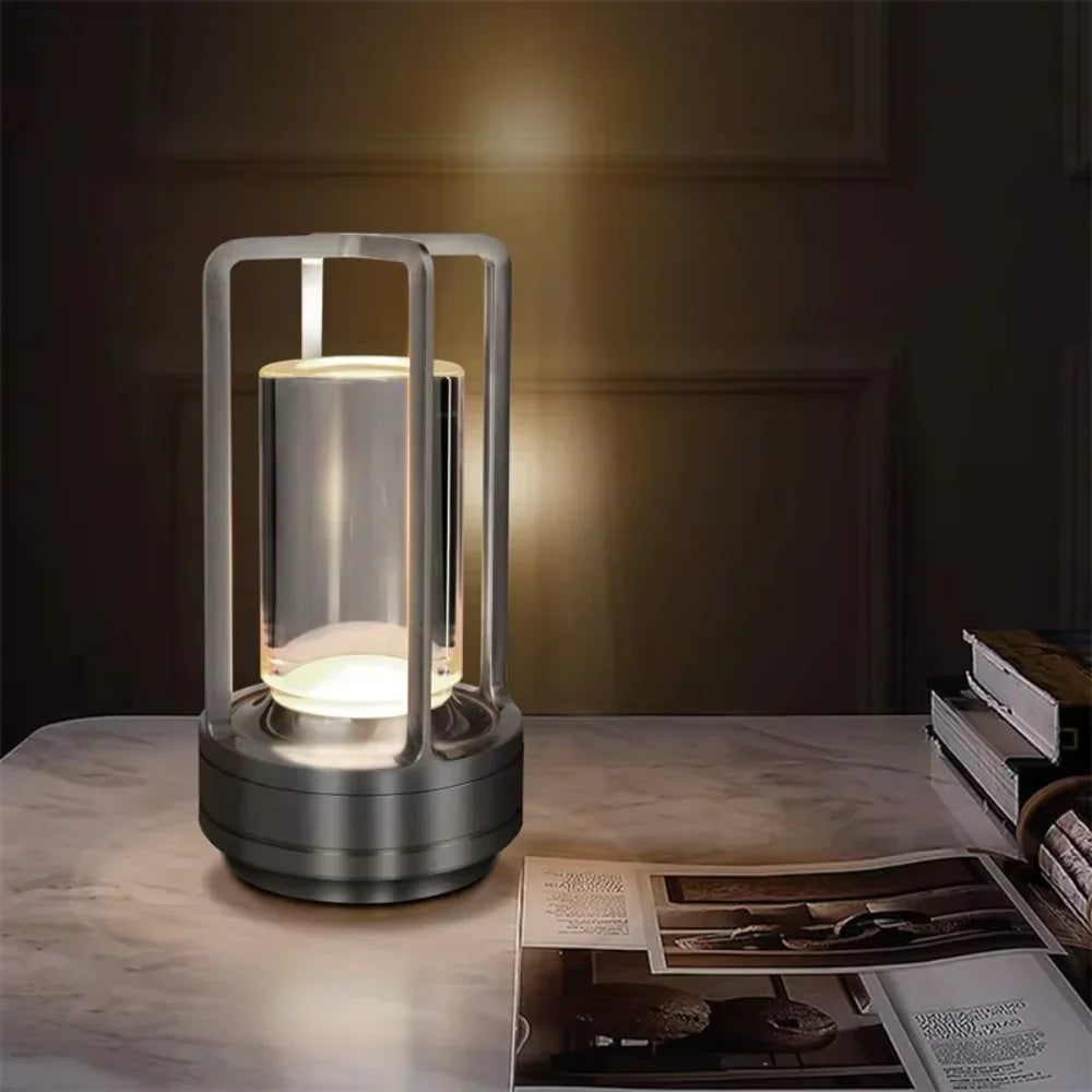 Moderne cylinder metalramme touch-kontrol bordlampe