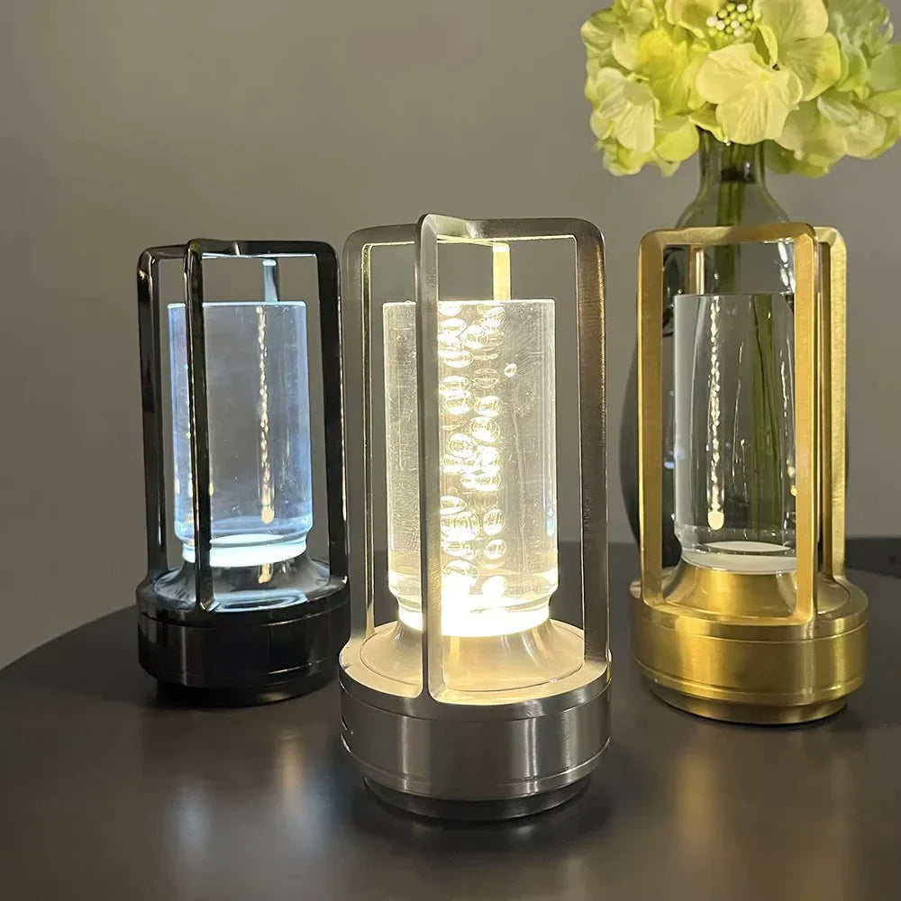 Moderne cylinder metalramme touch-kontrol bordlampe