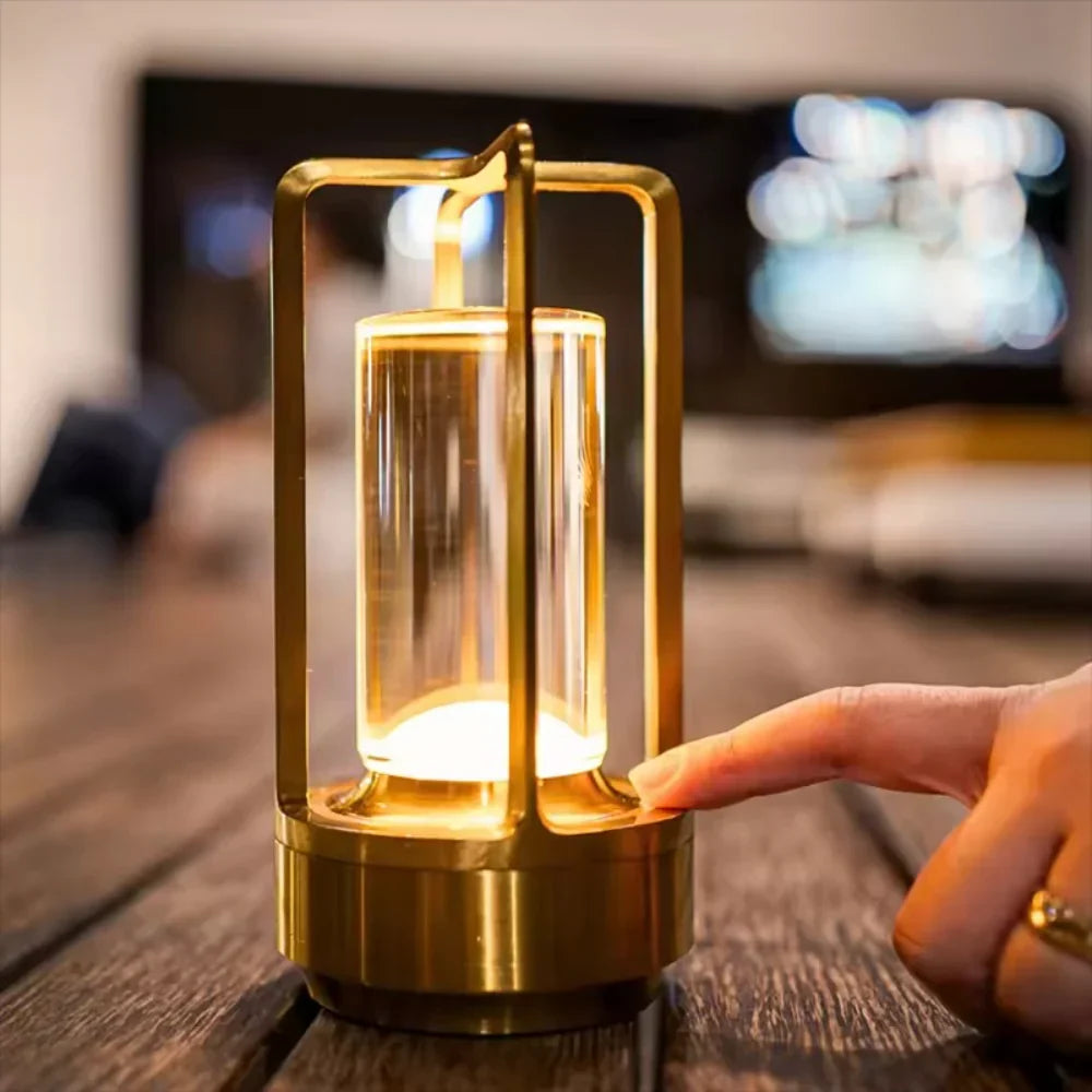 Moderne cylinder metalramme touch-kontrol bordlampe