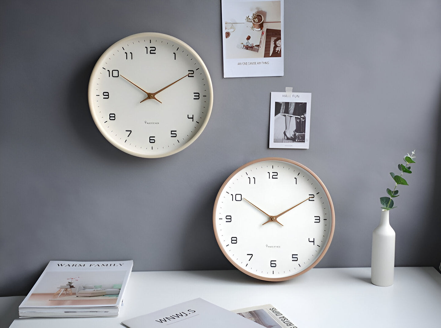 Nordisk minimalistisk træramme stille kvarts vægur