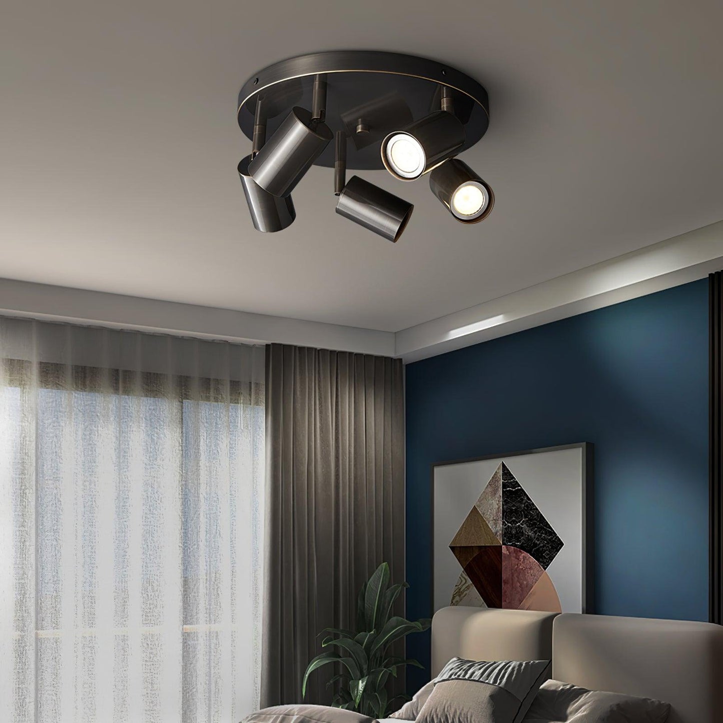 Kelspron | Tøndeformet silhuet rustik geometri multi-spotloftslampe  