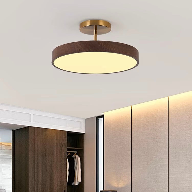 Sylva | Moderne træstruktur cirkulær semi-flush loftslampe