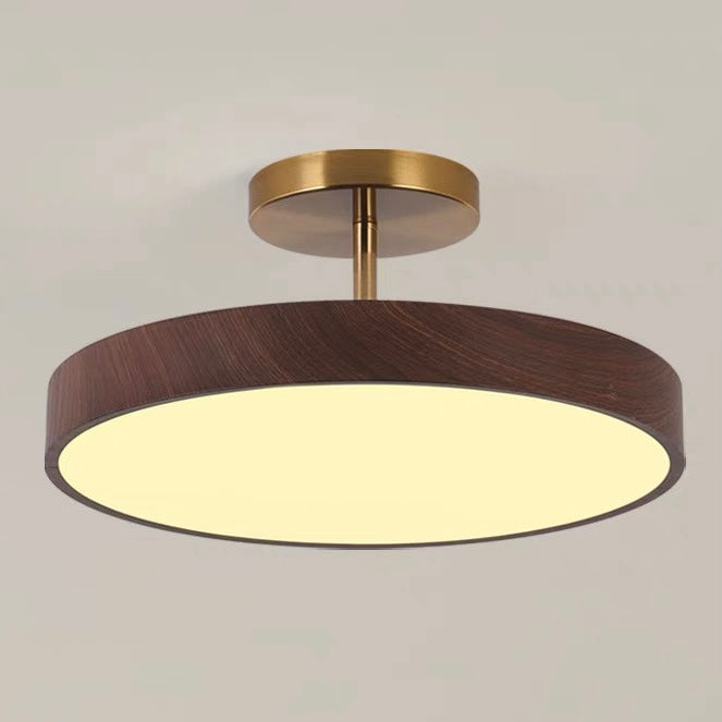 Sylva | Moderne træstruktur cirkulær semi-flush loftslampe