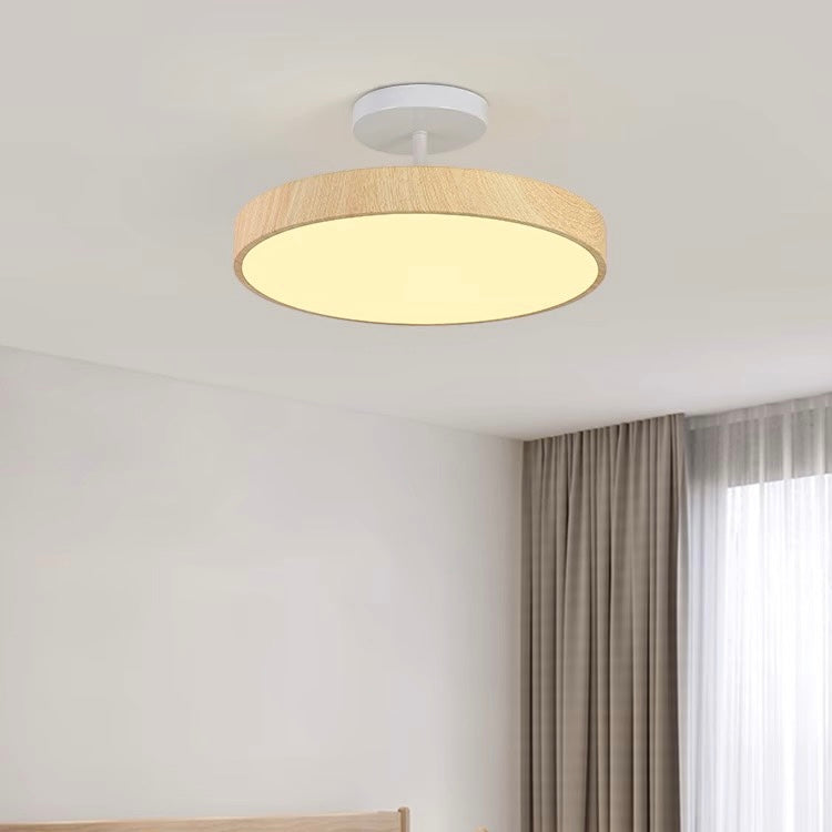 Sylva | Moderne træstruktur cirkulær semi-flush loftslampe