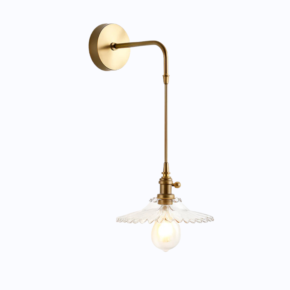 Kelviane | Vintage art deco messing glaslampe til væg