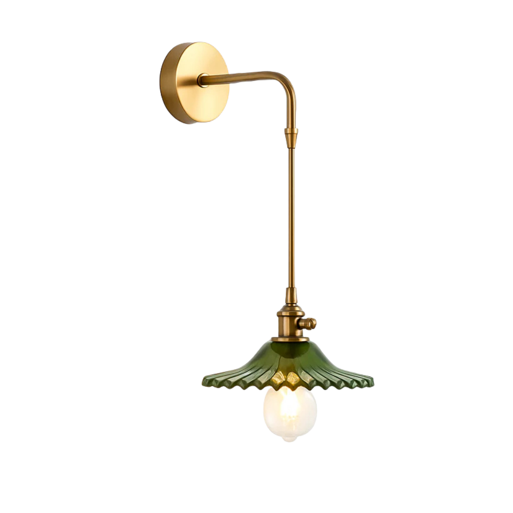 Kelviane | Vintage art deco messing glaslampe til væg