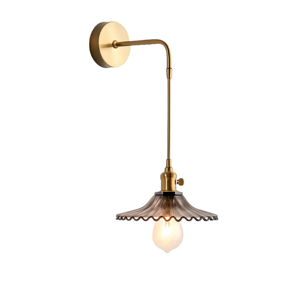 Kelviane | Vintage art deco messing glaslampe til væg