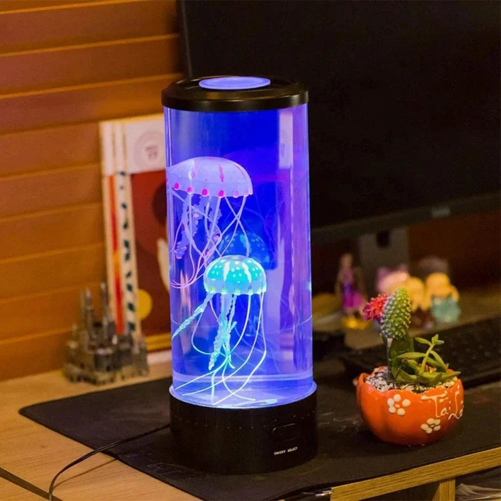 Farveskiftende vandmand ocean cylinder dekorationsbordlampe