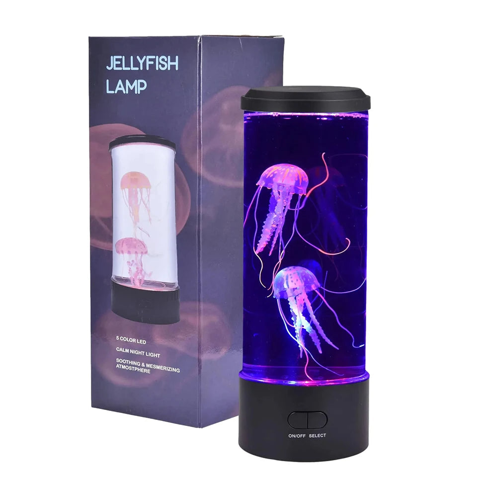 Farveskiftende vandmand ocean cylinder dekorationsbordlampe