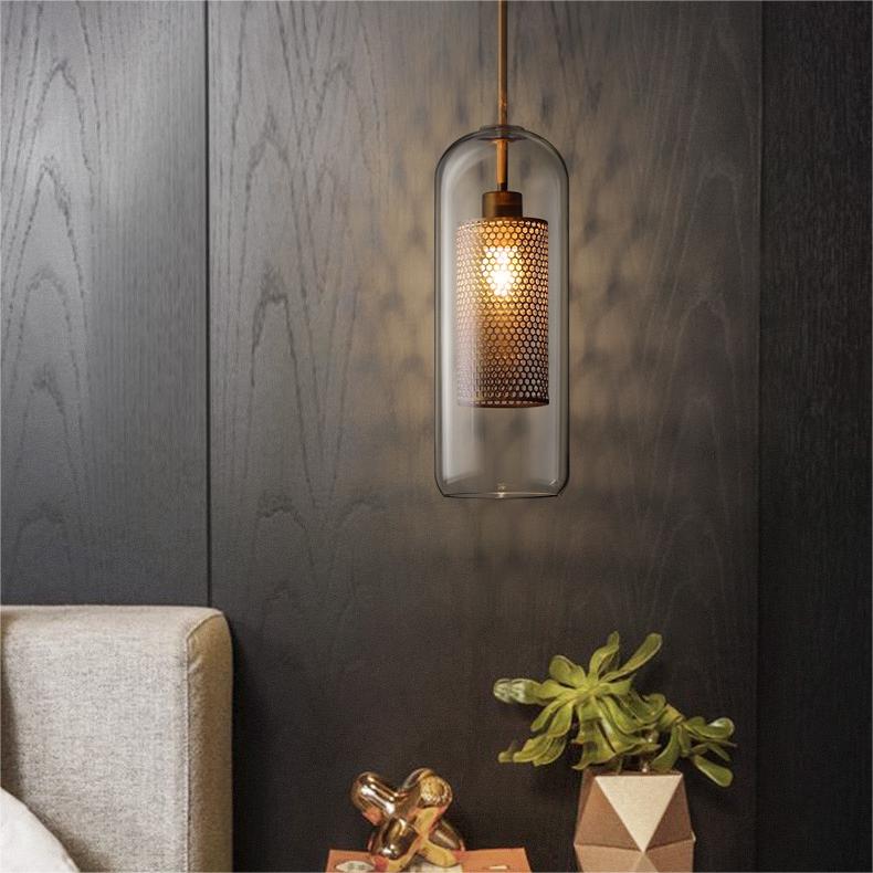 Vaelindor | Slank kugle glas gylden pendellampe