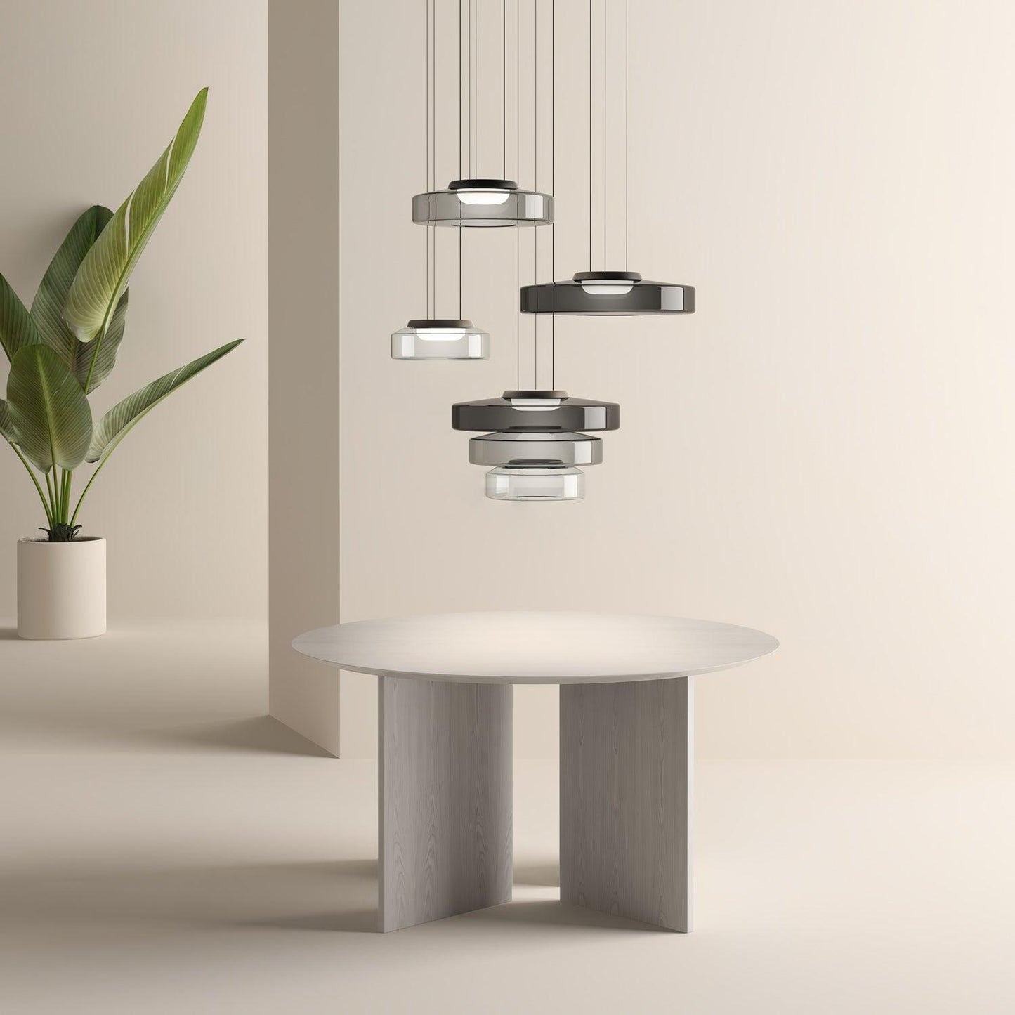 Kyntalor | Lagdelt cirkulær kunstnerisk glas pendellampe