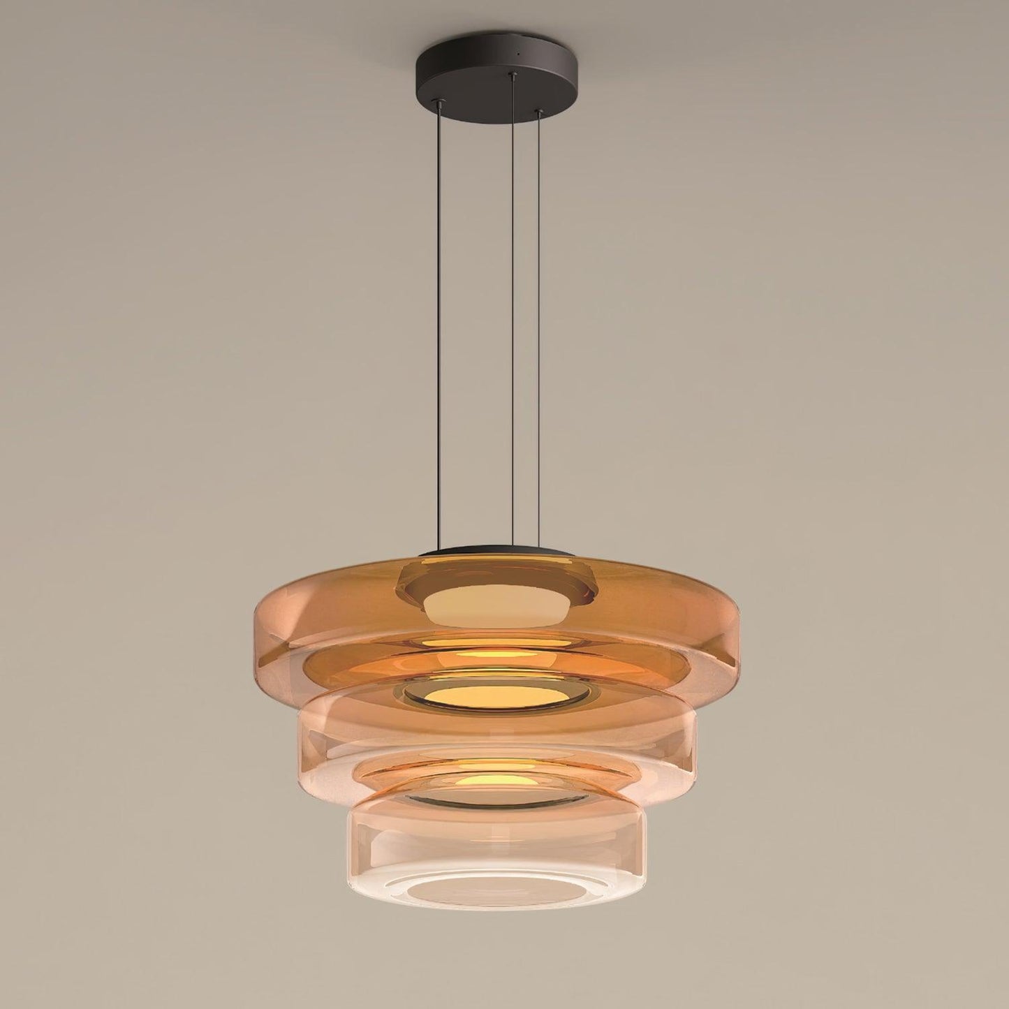 Kyntalor | Lagdelt cirkulær kunstnerisk glas pendellampe