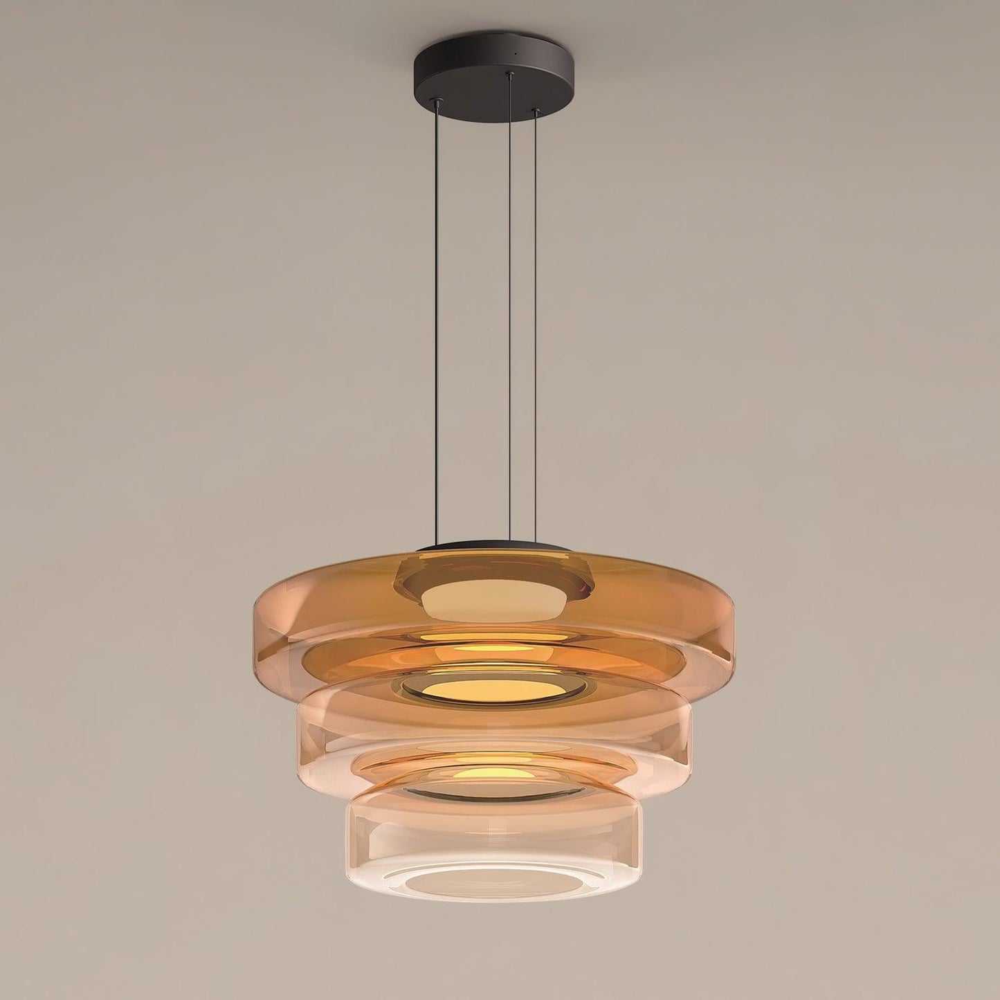 Kyntalor | Lagdelt cirkulær kunstnerisk glas pendellampe
