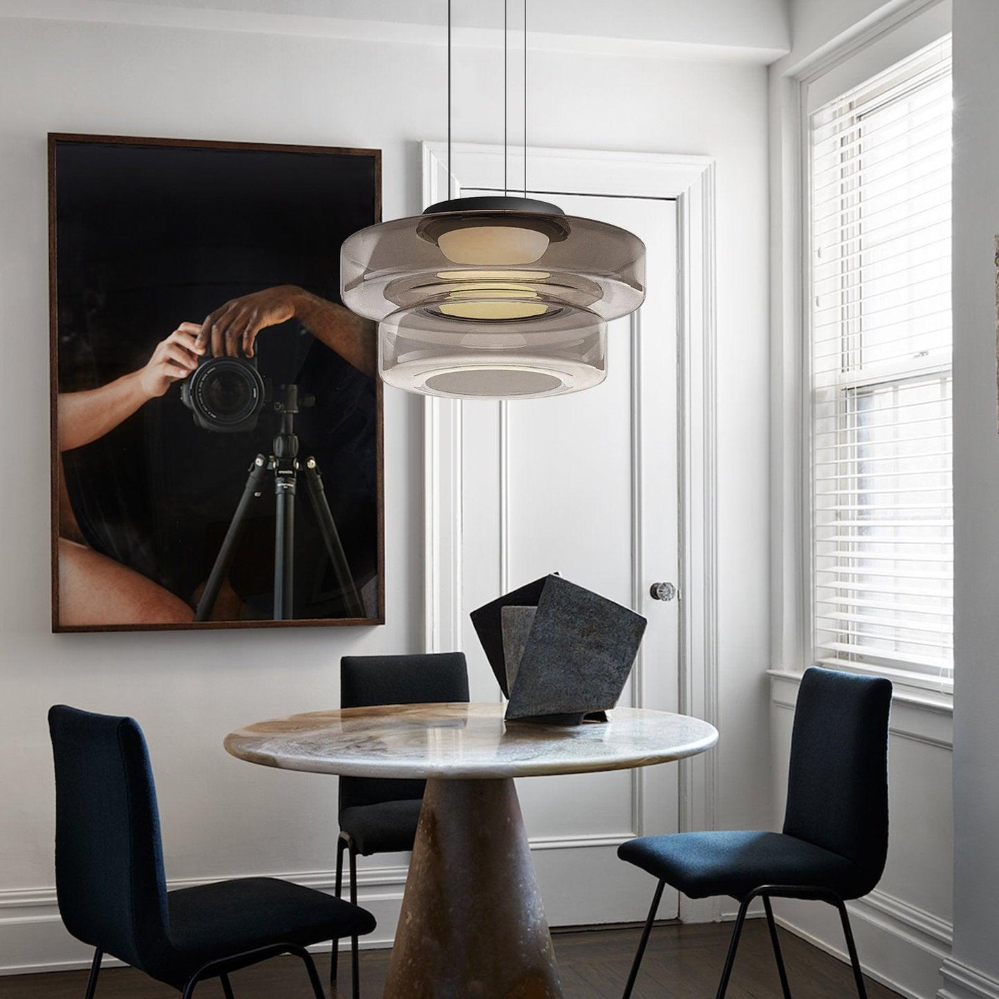 Kyntalor | Lagdelt cirkulær kunstnerisk glas pendellampe