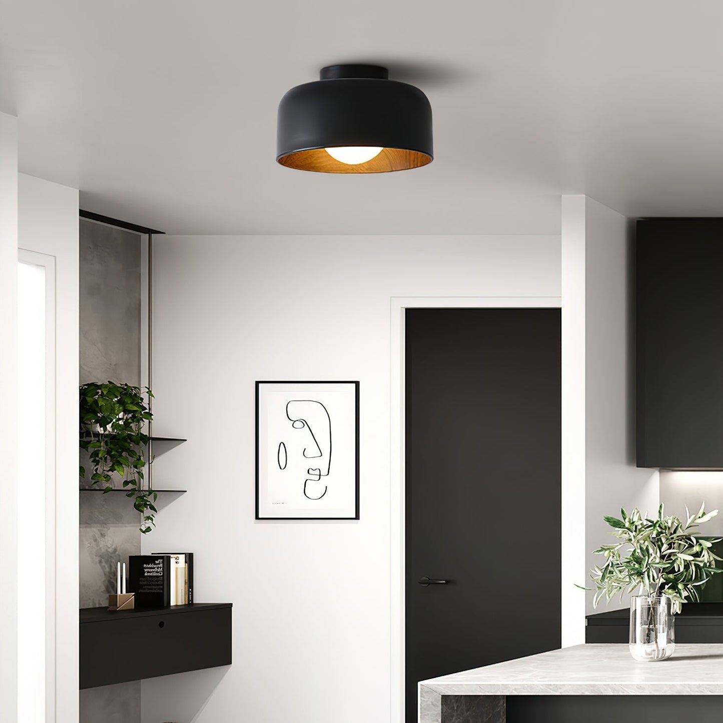 Vervante | Arkitektonisk buet træstruktur tekstureret loftslampe