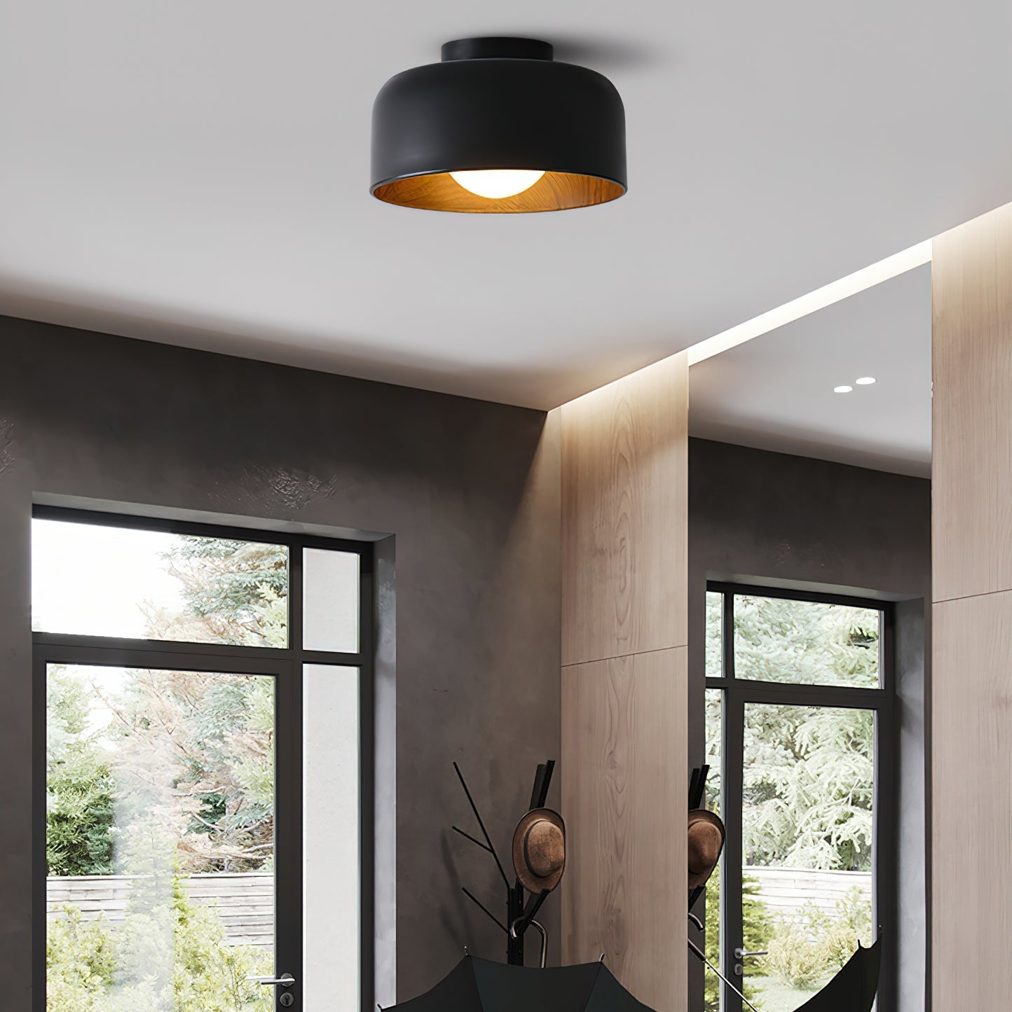 Vervante | Arkitektonisk buet træstruktur tekstureret loftslampe