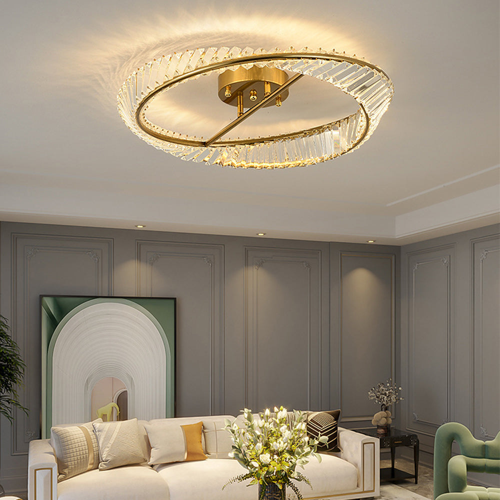 Crysella | Moderne strålende krystal halo ring loftslampe