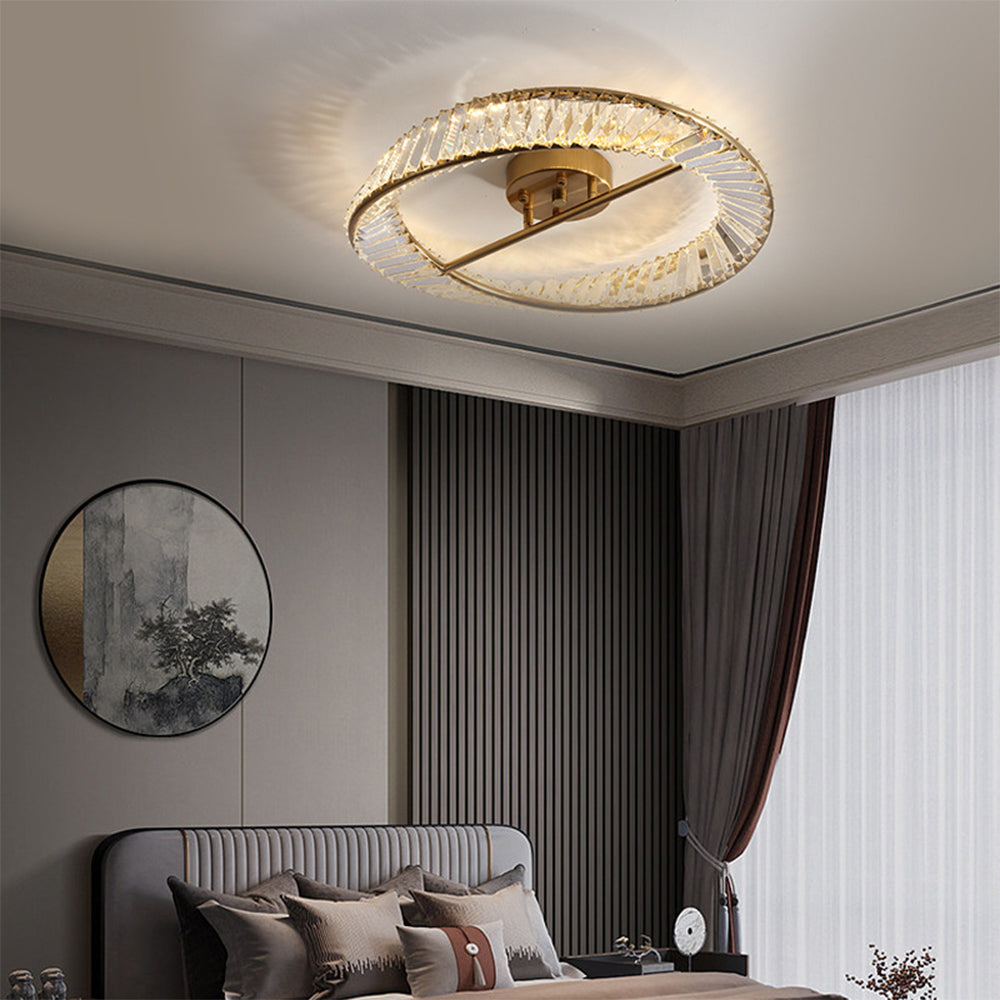 Crysella | Moderne strålende krystal halo ring loftslampe