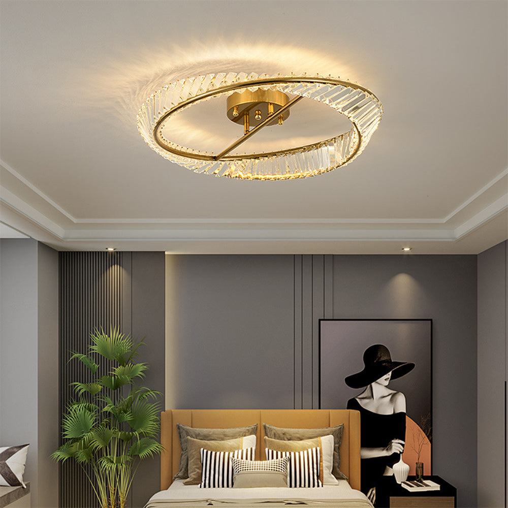 Crysella | Moderne strålende krystal halo ring loftslampe