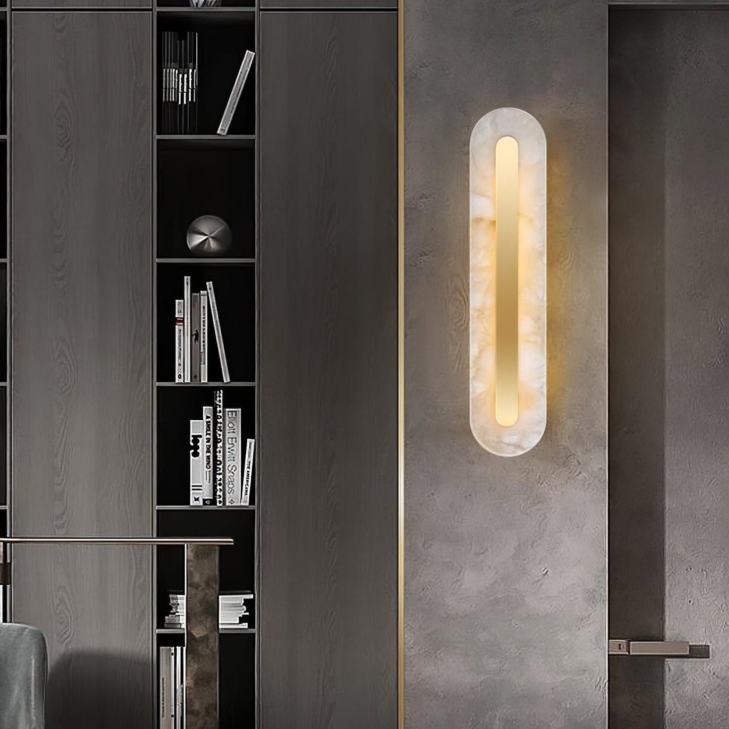 Corinthia | Alabaster cylindrisk gennemsigtig stenvæglampe  