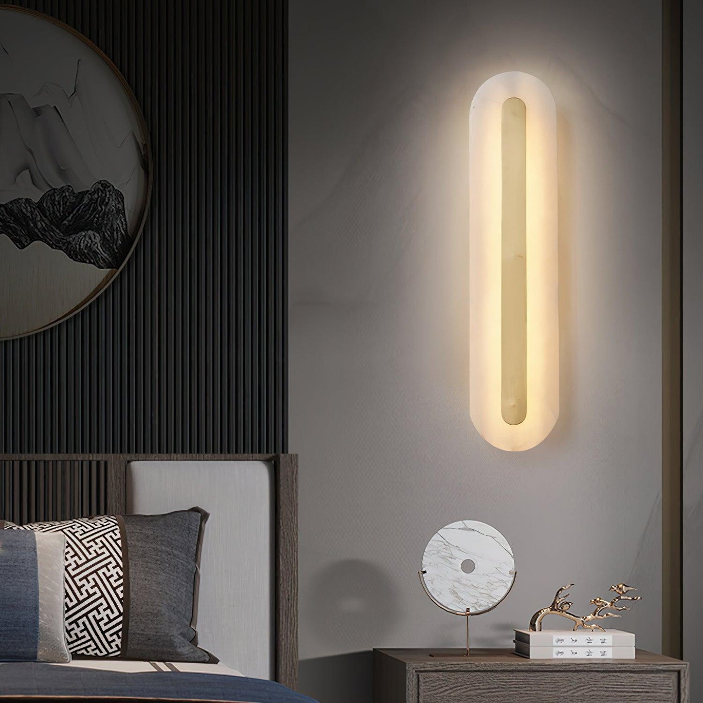 Corinthia | Alabaster cylindrisk gennemsigtig stenvæglampe  