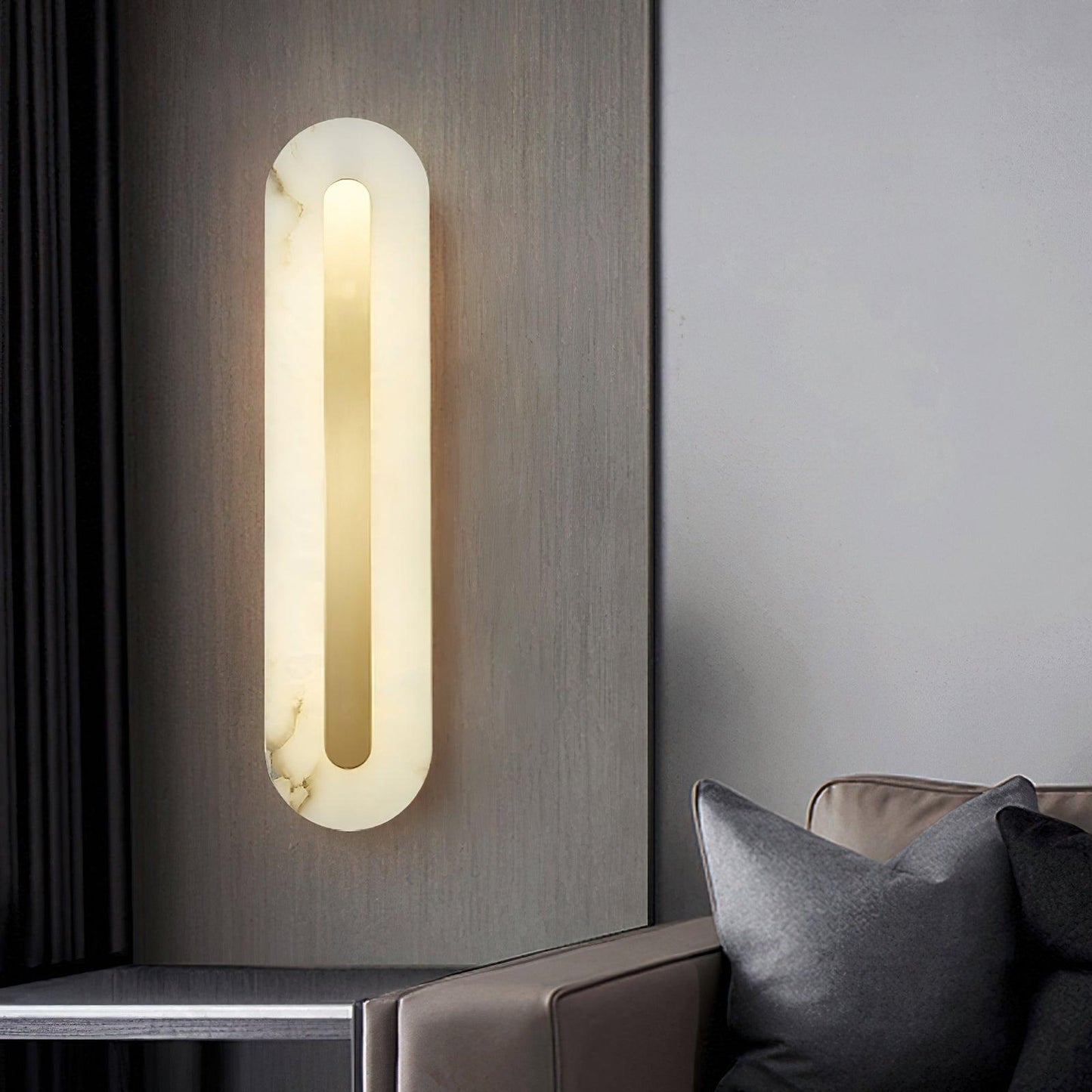 Corinthia | Alabaster cylindrisk gennemsigtig stenvæglampe  
