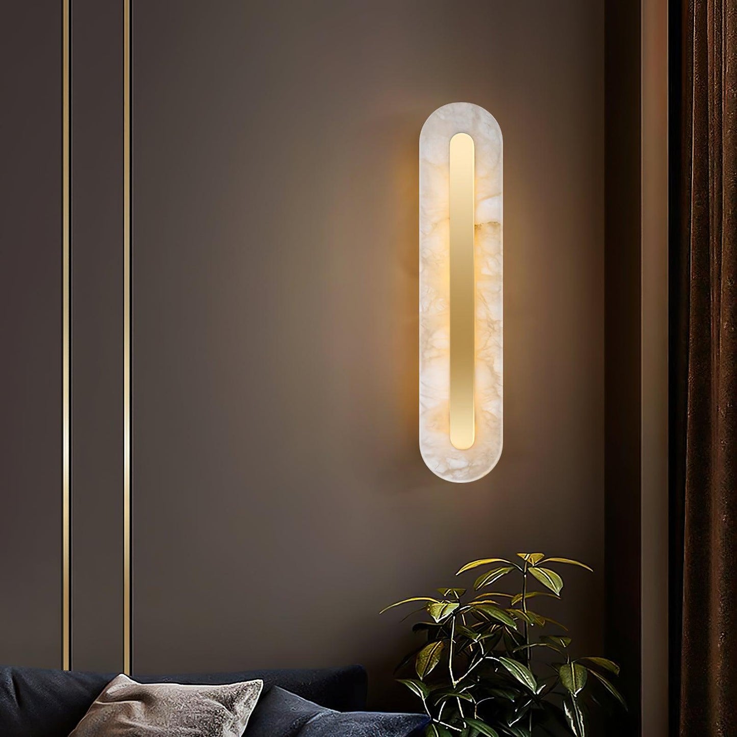 Corinthia | Alabaster cylindrisk gennemsigtig stenvæglampe  