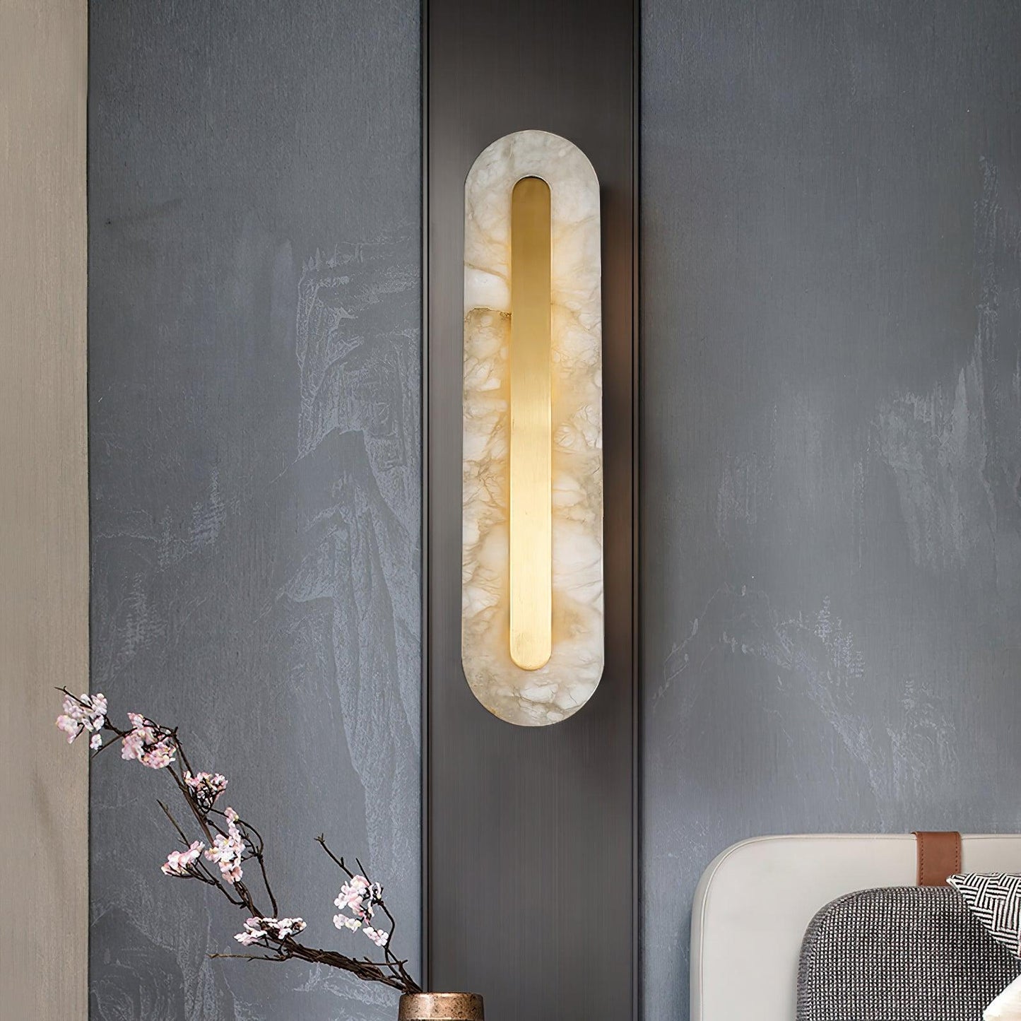 Corinthia | Alabaster cylindrisk gennemsigtig stenvæglampe  