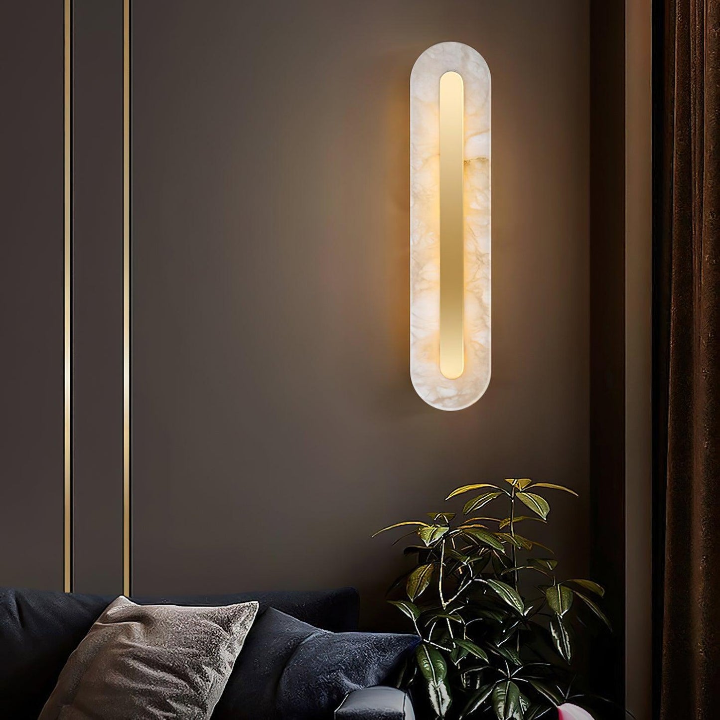 Corinthia | Alabaster cylindrisk gennemsigtig stenvæglampe  