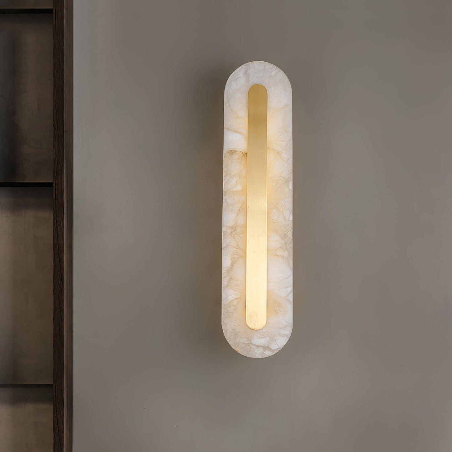 Corinthia | Alabaster cylindrisk gennemsigtig stenvæglampe  