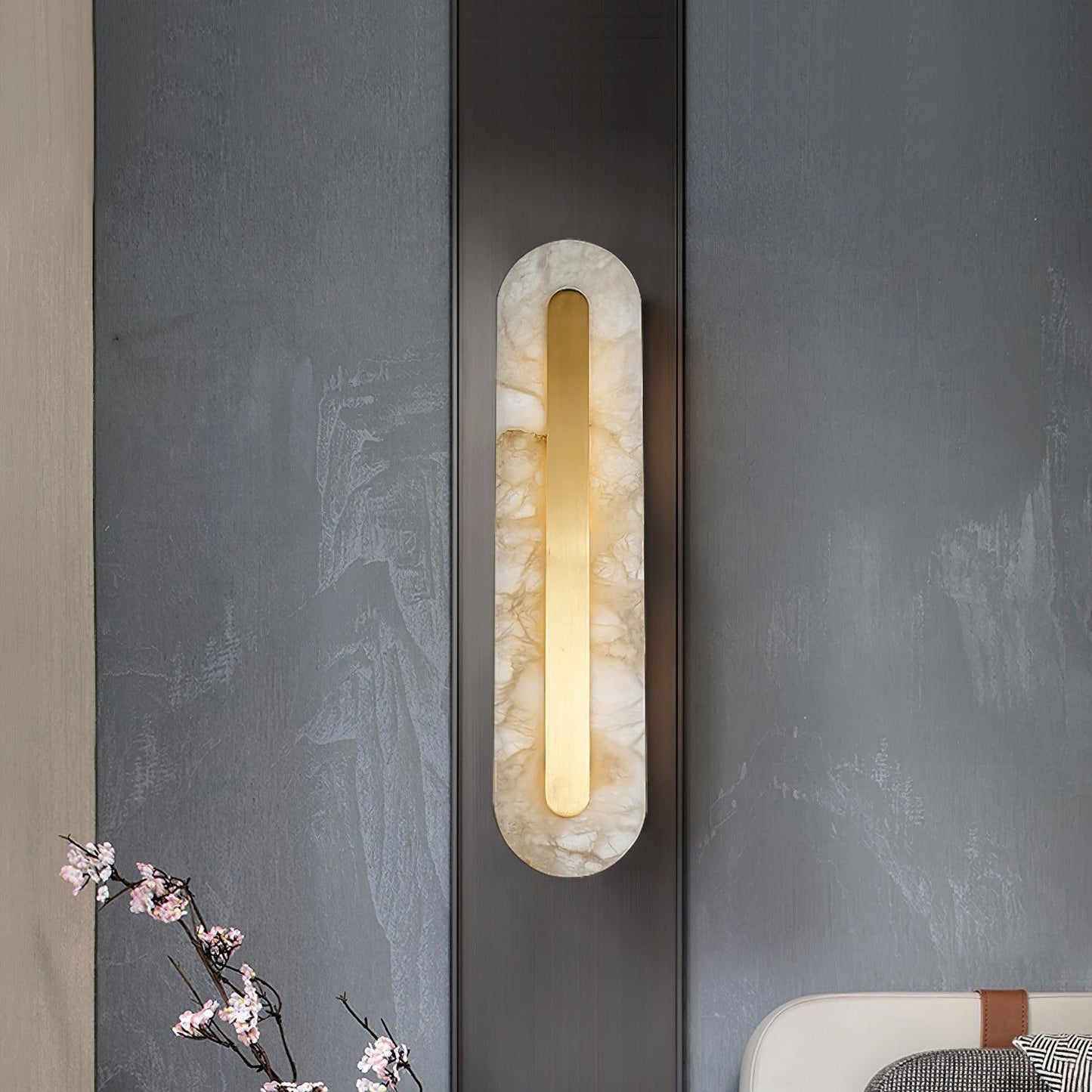 Corinthia | Alabaster cylindrisk gennemsigtig stenvæglampe  