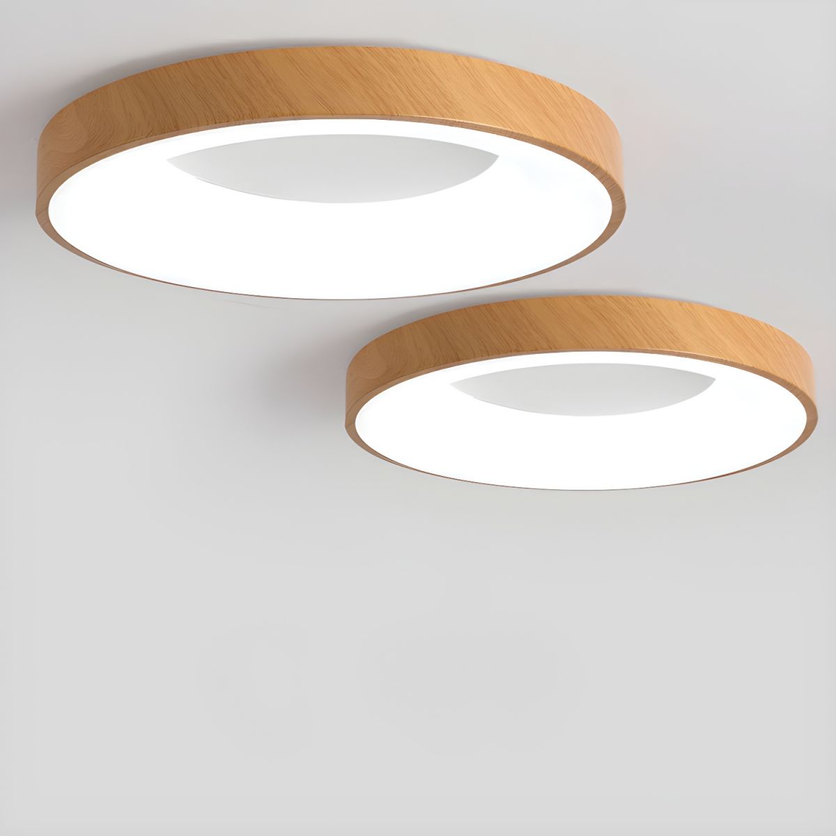 Lythara | Nordisk træ flush montering cirkulær LED loftslampe