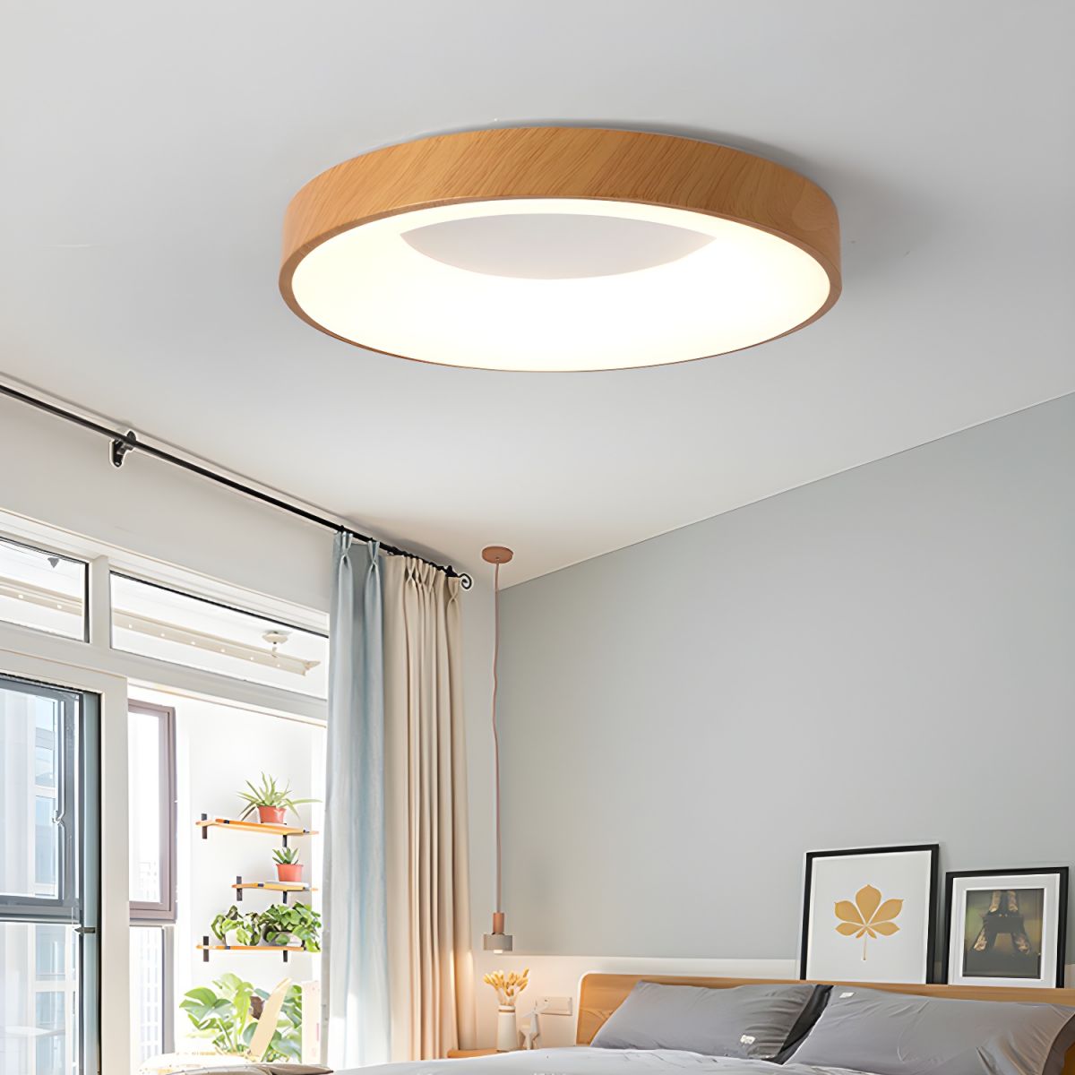 Lythara | Nordisk træ flush montering cirkulær LED loftslampe