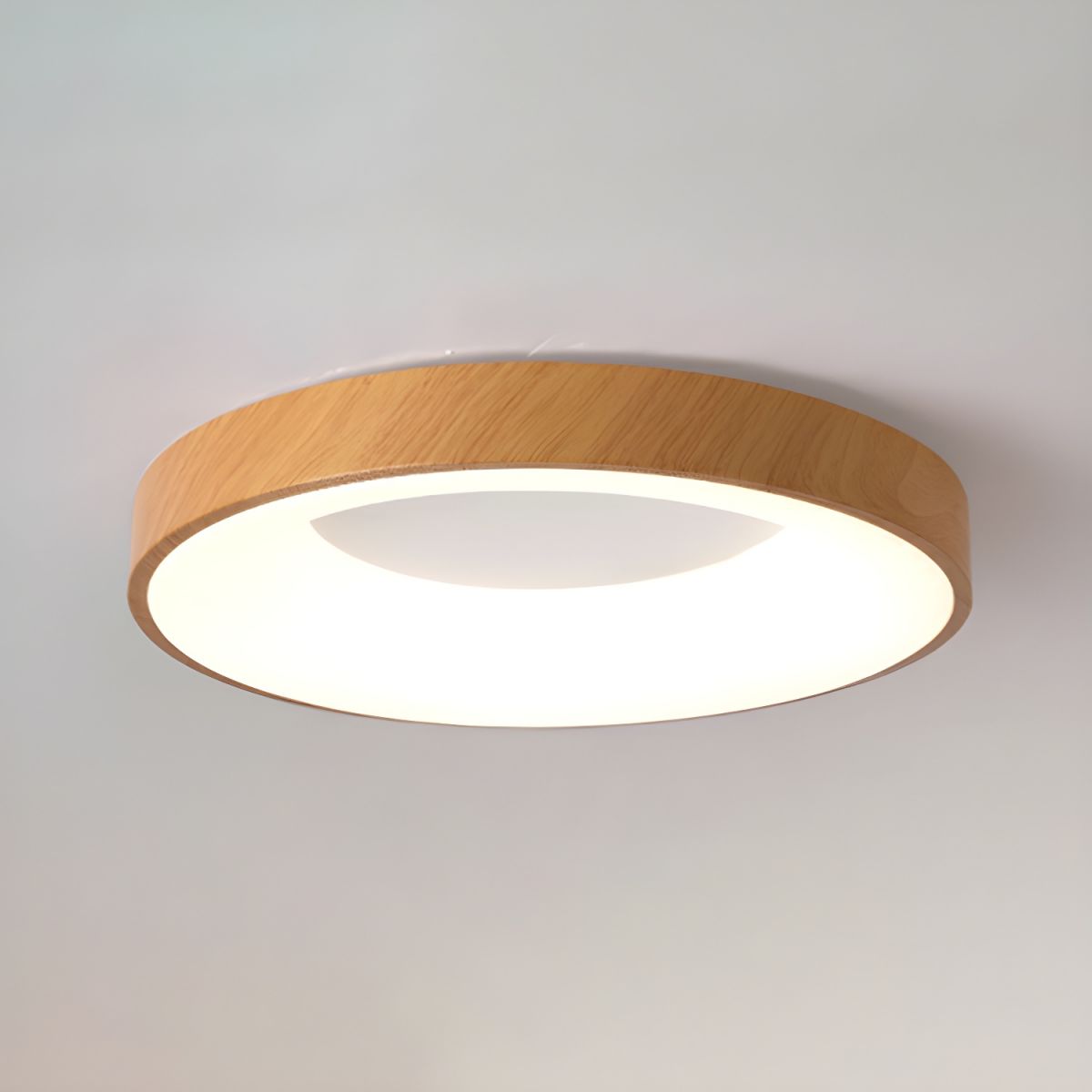 Lythara | Nordisk træ flush montering cirkulær LED loftslampe