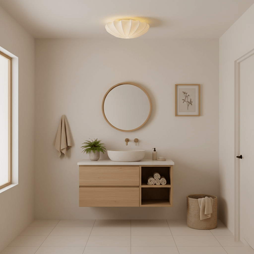 Korisand | Mid-century geometrisk skulpturel silkemesh loftslampe