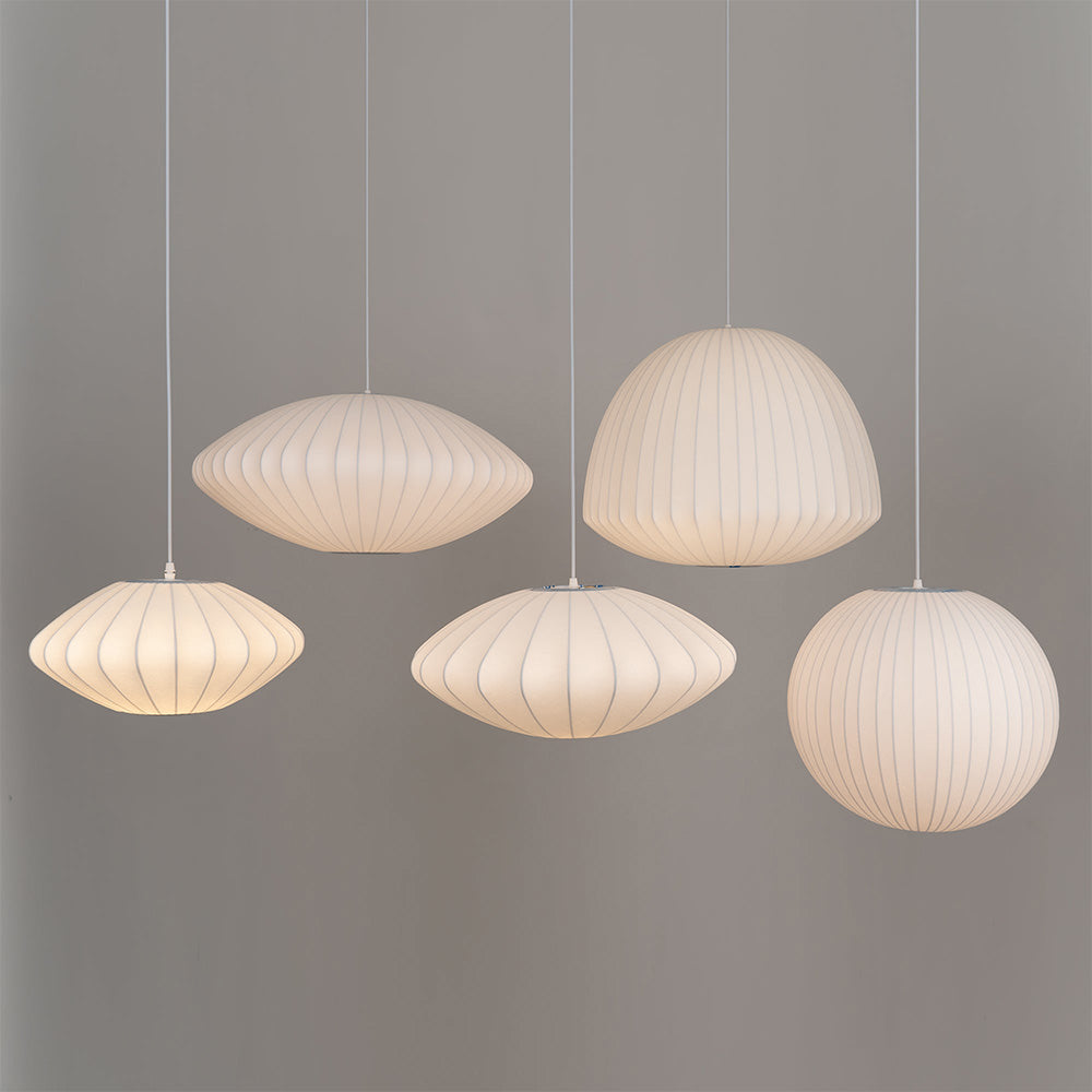 Vela | Mid-century ribbet hvid lanterne loftslampe