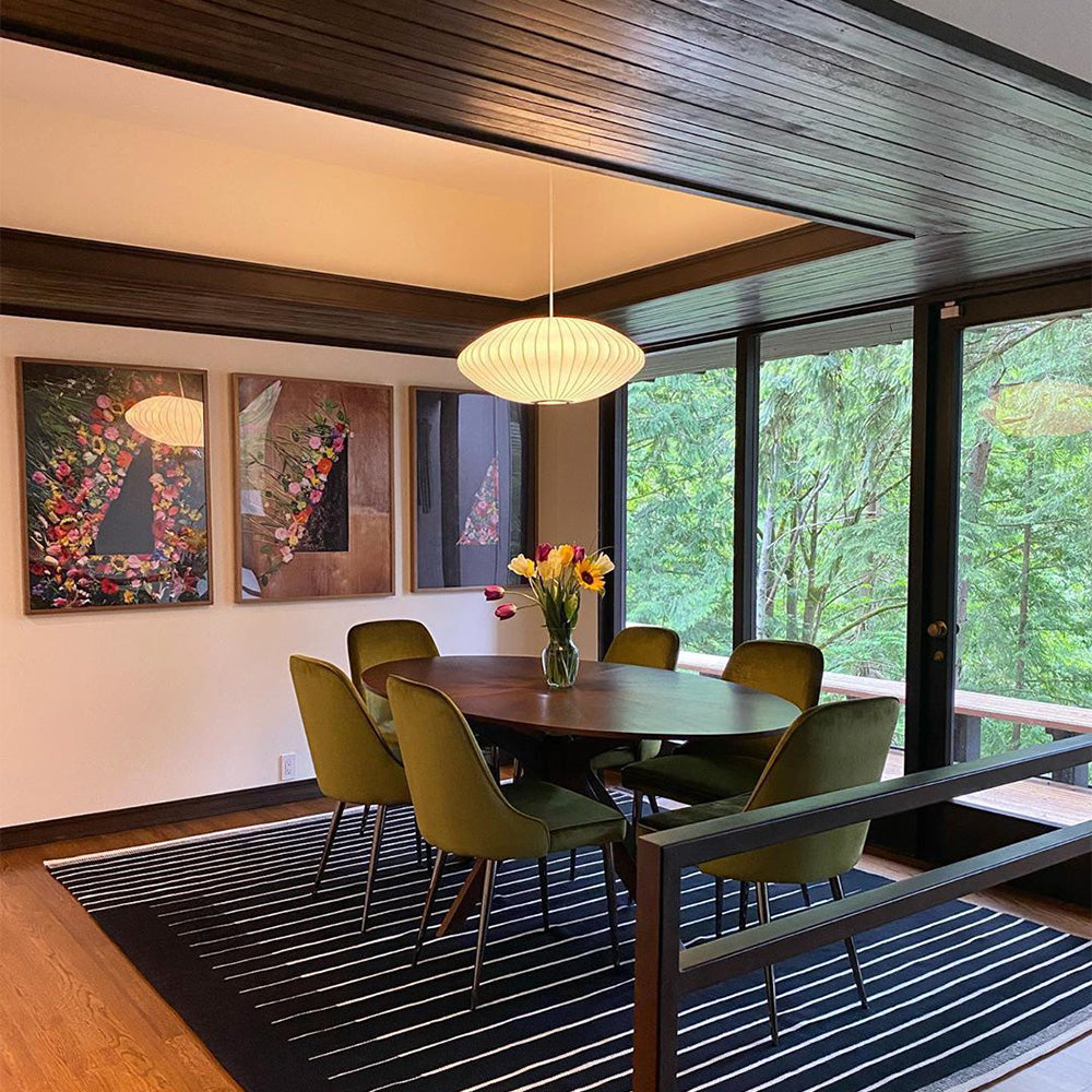 Vela | Mid-century ribbet hvid lanterne loftslampe