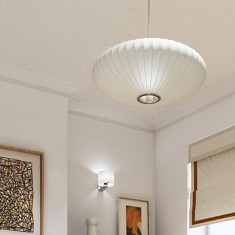 Vela | Mid-century ribbet hvid lanterne loftslampe