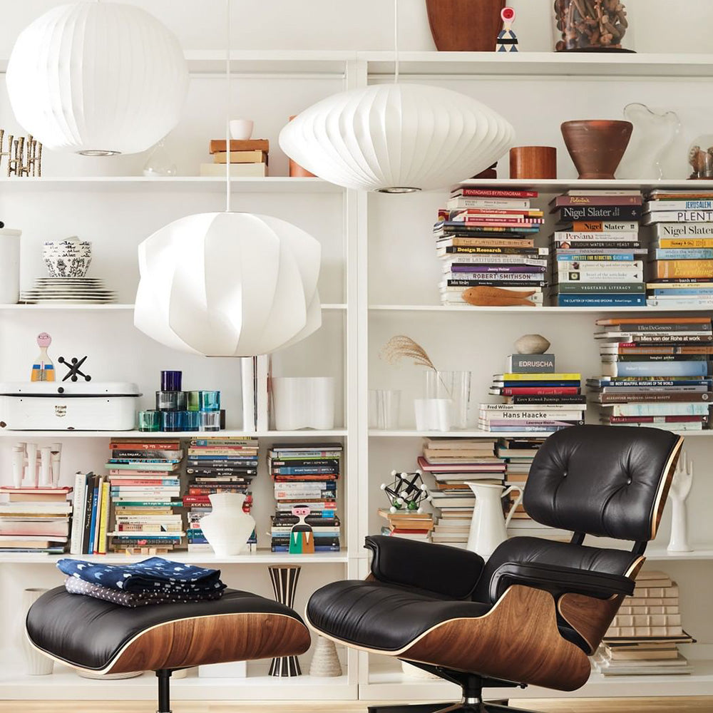 Vela | Mid-century ribbet hvid lanterne loftslampe