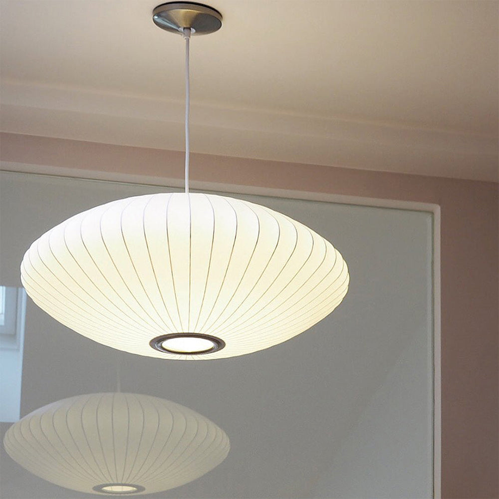 Vela | Mid-century ribbet hvid lanterne loftslampe