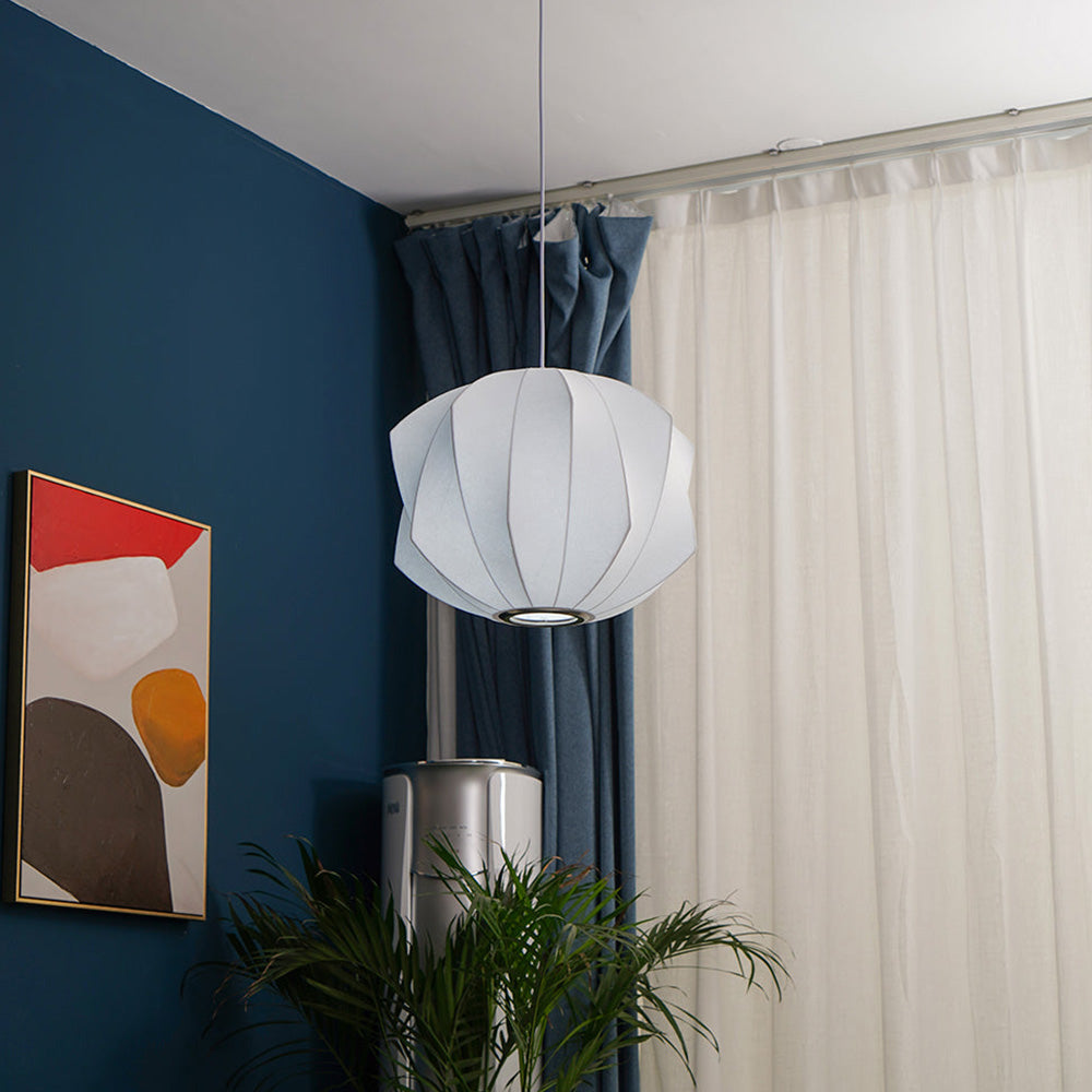 Vela | Mid-century ribbet hvid lanterne loftslampe