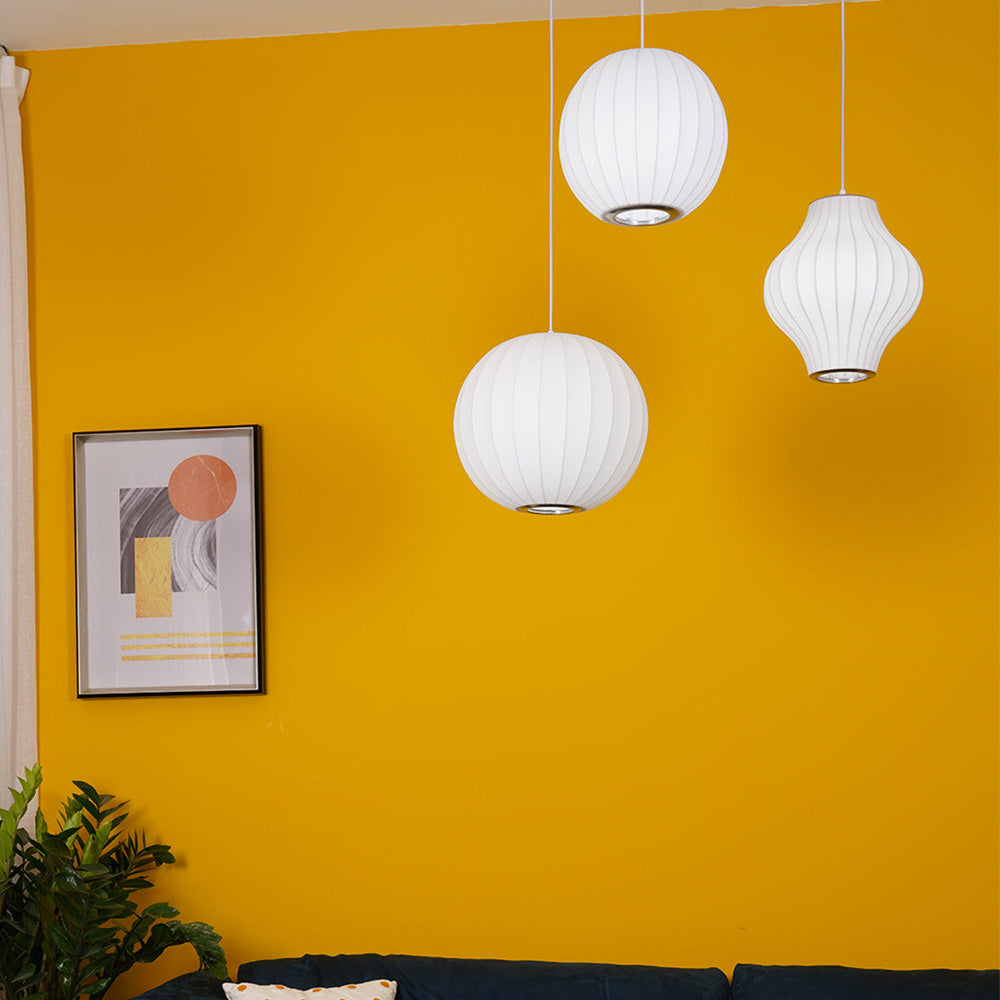 Vela | Mid-century ribbet hvid lanterne loftslampe
