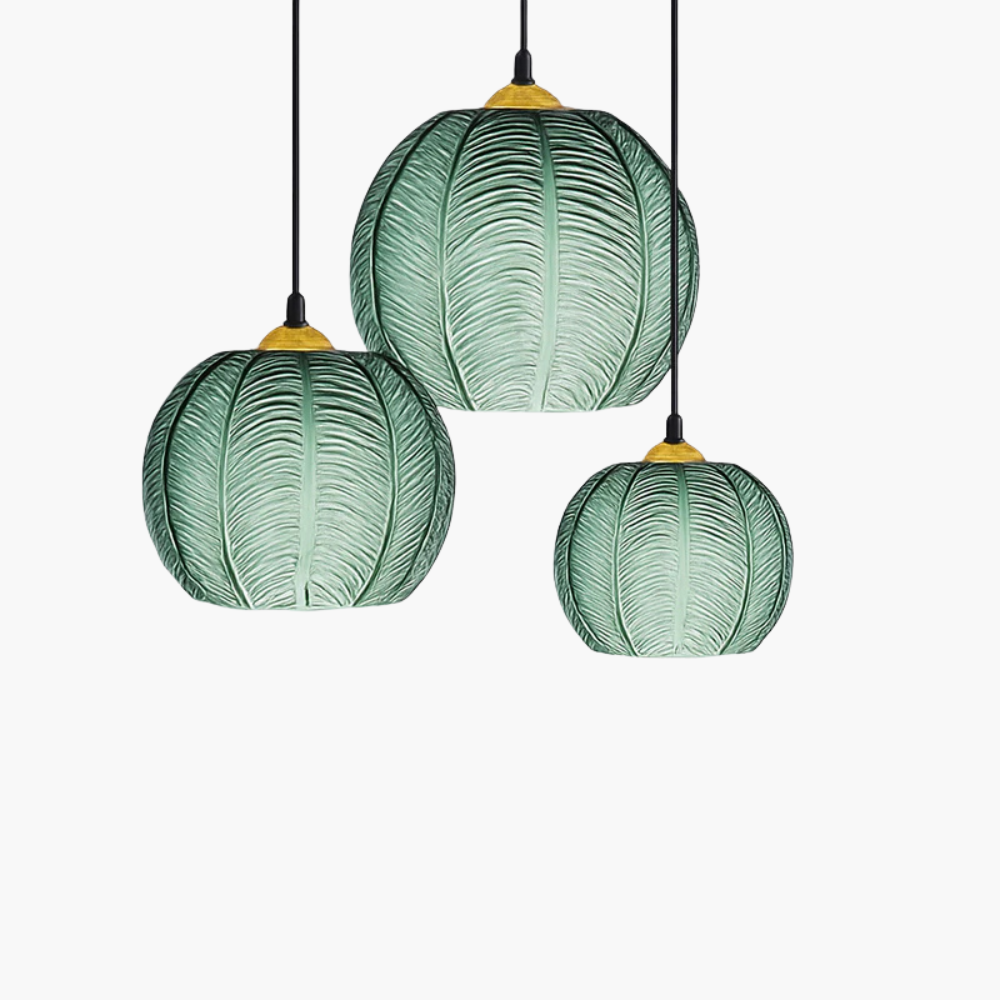 Nexalys | Udsmykket bladmønster ovoid glas pendellampe