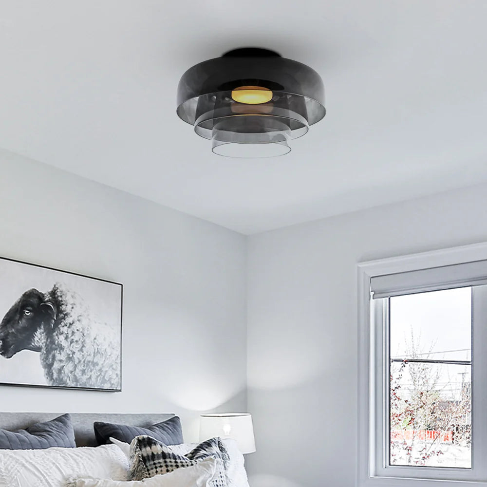 Nebula | Moderne lagdelt glødende glas kuppelloftslampe