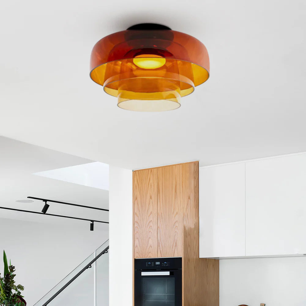 Nebula | Moderne lagdelt glødende glas kuppelloftslampe