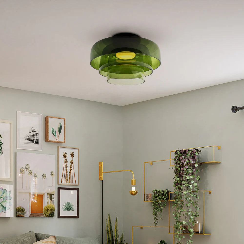 Nebula | Moderne lagdelt glødende glas kuppelloftslampe