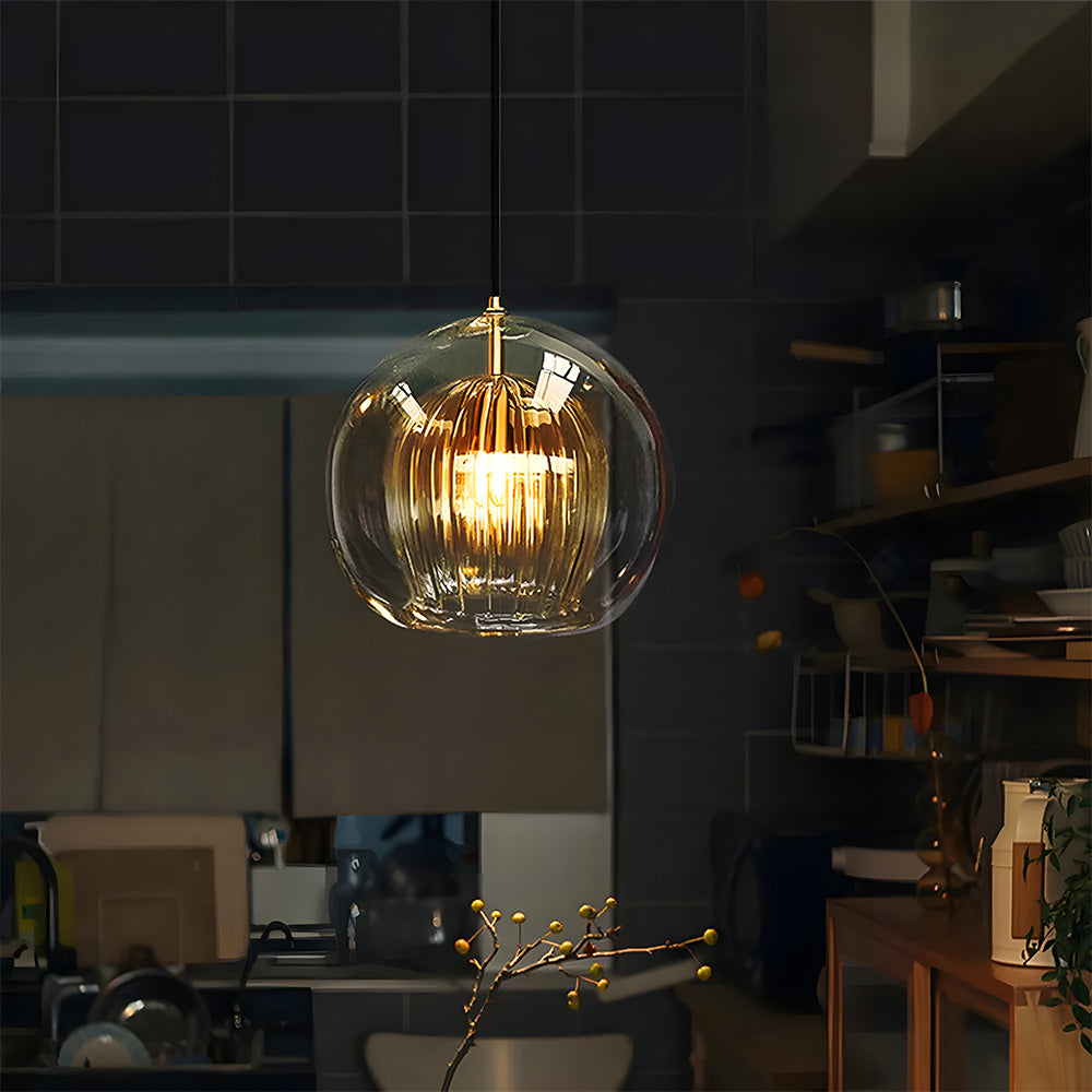 Orbia | Moderne ribbet kugledrop pendellampe