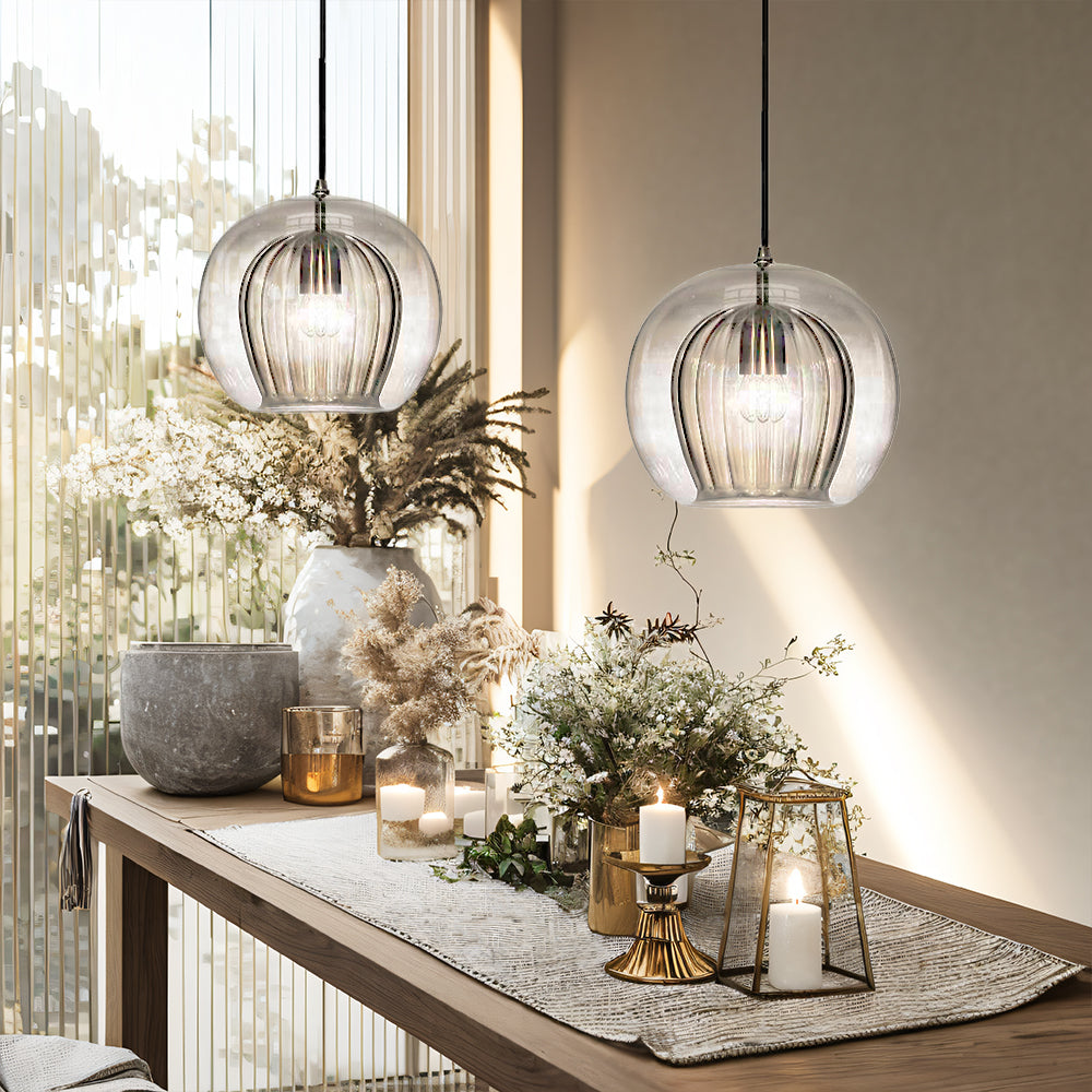 Orbia | Moderne ribbet kugledrop pendellampe