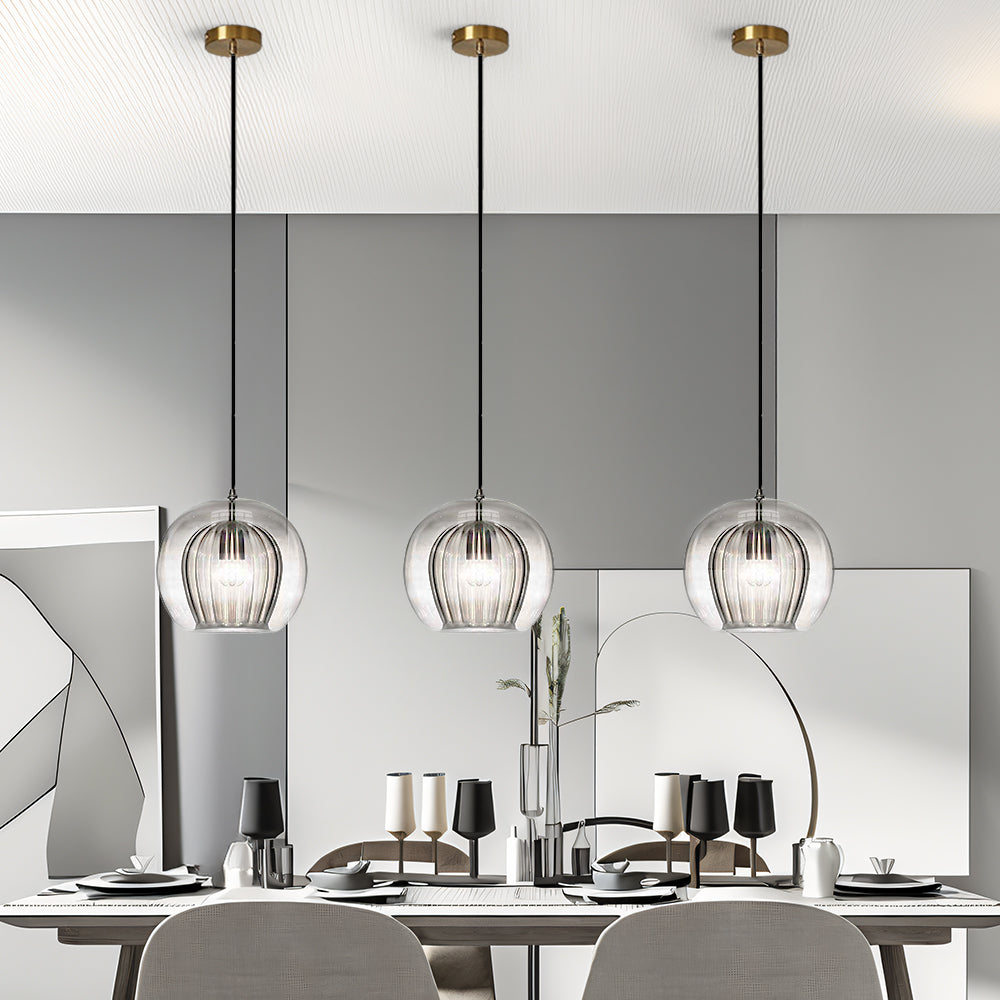 Orbia | Moderne ribbet kugledrop pendellampe