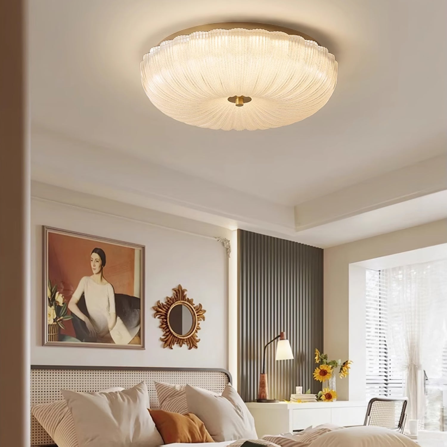 Halo | Elegant tekstureret bølget glas loftslampe